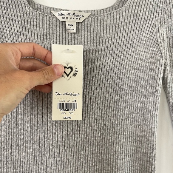 Miss Selfridge Ribbed Square Neck Midi Dress - US 4 - Picture 2 of 3